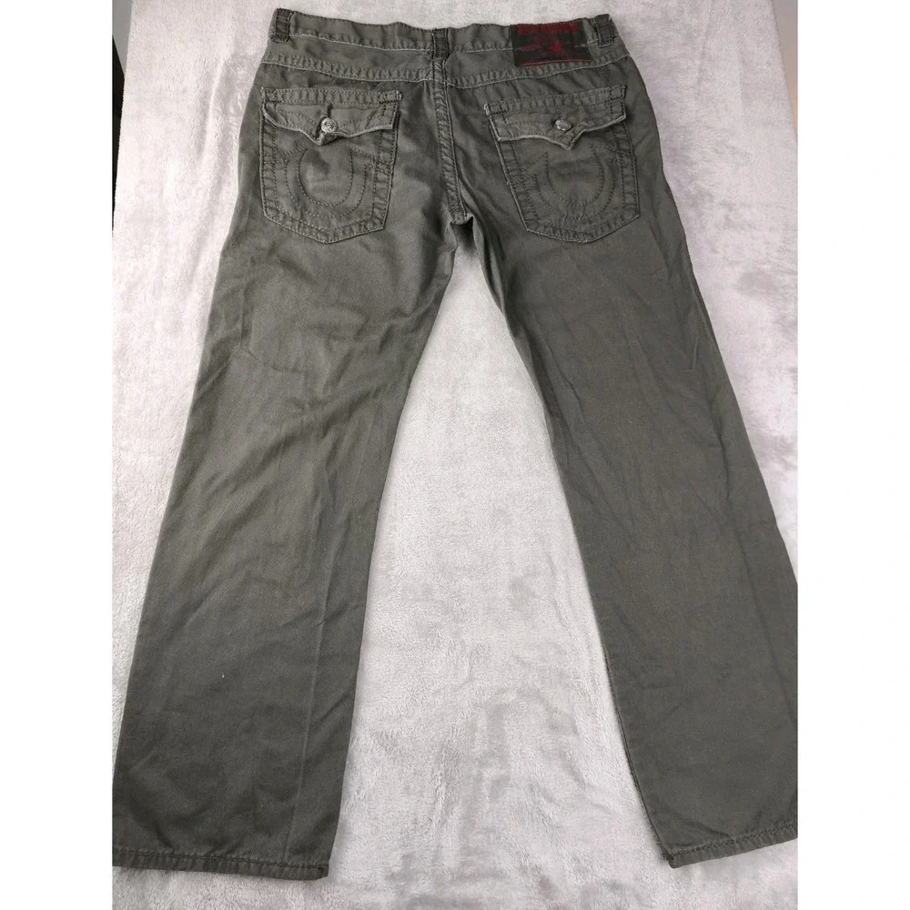 True Religion Johnny Super T Jeans Mens 40 Olive Green Flap Pocket USA